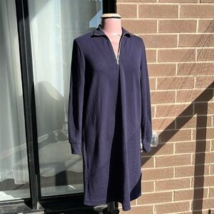 SIMONS contemporaine viscose leisure longsleeve half zip midi dress